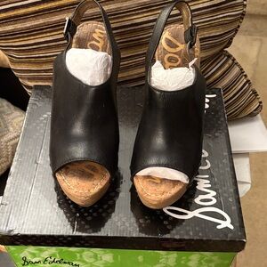 Sam Edelman Black Peep Toe Slingback Sandals